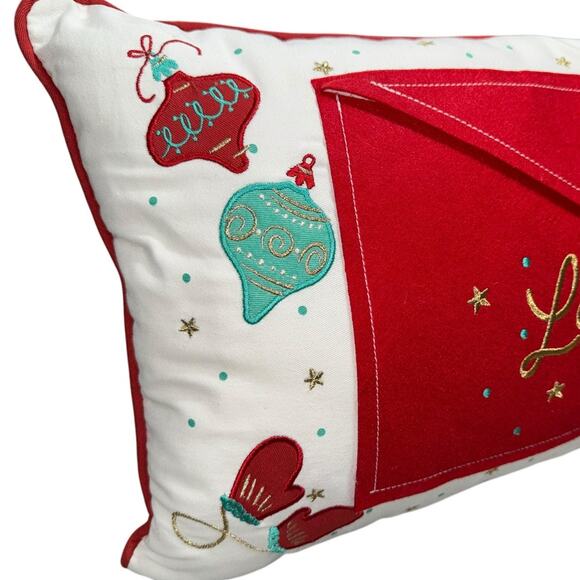 Storehouse Decorative Lumbar Pillow Letters To Santa Christmas Embroidered 12x22 - Picture 6 of 10